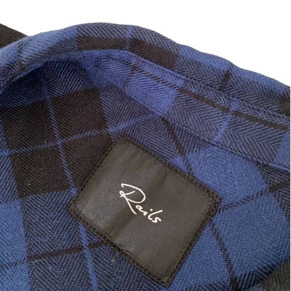 Rails Hunter Plaid Long Sleeve Button Down Top Twilight Black Blue Large - Picture 5 of 9